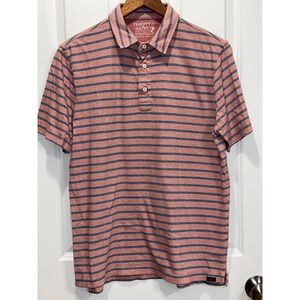 Faherty Isle Polo Mens Medium Pink Blue Stripe Organic Cotton Short Sleeve Shirt